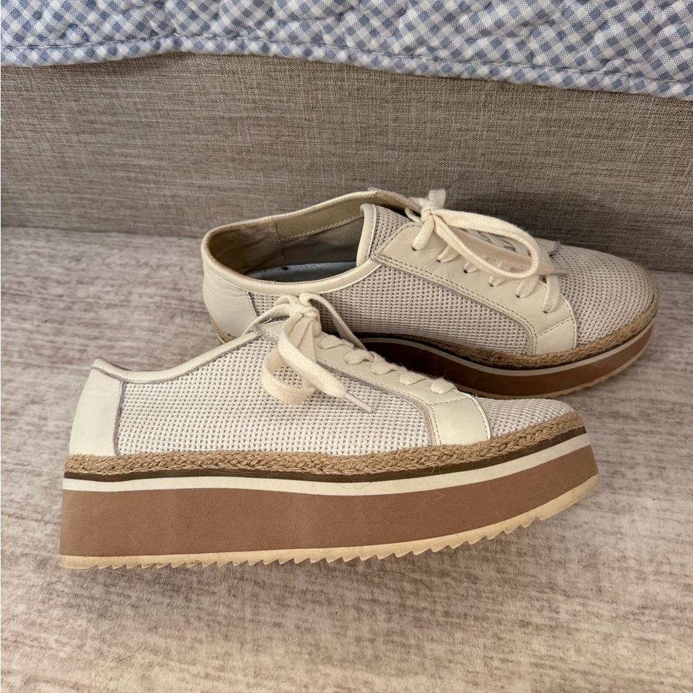Dolce Vita Cream and Tan Platform Sneakers